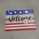 Patriotic Welcome Sign, American 4th of July Wooden Sign, USA Independence Day Wall Hanging Signs Decorations for Front Door, Porch, Home Indoor 7.9 x 10.2 Inches