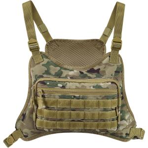 Outdoor Tactical Chest Bag for Men Sports Rig Vest with Pouch Phone Adjustable EDC Travel Pack (Camo)