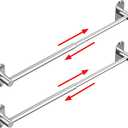 Towel Bar, Adjustable 14.4inch - 25.2inch Towel Rack, Self Adhesive & Wall Mounted for Bathroom Kitchen Hand Towel Holder Cloths Hanger 304 Stainless Steel Organizer Single Bar (2, Chrome)