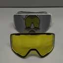 Magnetic Ski Goggles Snow Snowboard Goggles UV400 OTG Snowboarding Goggle for Men Women Adult (White Frame Silver, Polarized-len)