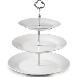 Klikel 3 Tiered Serving Stand -Silver Serving Tray for Parties - Round Platter for Cupcakes Fruits Dessert or Tea - Cake Pop Stand and Buffet Server