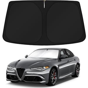 KUST Windshield Sun Shade for Alfa Romeo Giulia 2016-2024 2025 2026 Romeo Accessories Custom Fit Sunshade Sun Visor Protector Foldable Blocks UV Rays Keep Your Car Cooler