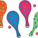 Fun Express 9" Spring Paddleball Games with Bright Colors & Patterns - Easter Paddleball Set - Bulk Spring and Halloween Toys, Gifts and Handouts for Trick or Treat - 12 Pieces