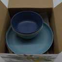 Grow Forward Premium Wheat Straw Plates and Bowls Sets - 8-Piece Wheat Straw Dinnerware Sets - Unbreakable & Reusable Microwave Safe Plastic Dinner Plates for Outdoors, RV, Camping Dishes - Seascape