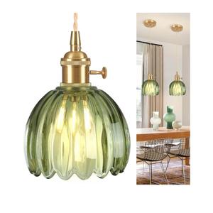 Pendant Light Fixtures, Mini Hanging Lights Green Glass Vintage Pendant Light 5.1Inch E26 Hanging Light Adjustable Hanging Light for Bedroom Living Room Hallway