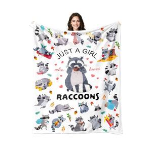 Raccoon Blanket Just A Girl Who Loves Raccoons Blankets Soft Cozy Flannel Throw Blanket Birthday Raccoon Decor Gifts for Kids Girls Adults 50"x40"