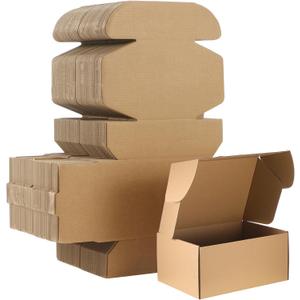 Qilery 100 Pcs Shipping Boxes Cardboard Gift Corrugated Cardboard Brown Boxes Mailer Packaging for Mailing Small Business Present (6 x 4 x 2 Inch)