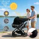 Baby Stroller Universal UPF 50+ Sun Protector Shade Blackout Cover Pushchair Shield Canopy Pram Rain Sunshade With See Through Extender Accessory Easy Installation