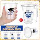 Eaasty 100 Pcs 12oz Graduation Cups 2026 Disposable Plastic Cups for Class of 2026 Graduation Party Congrats Grad Elegant Party Supplies Tableware Decorations (Blue)