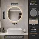LAIYA 24 Inch Round LED Bathroom Mirror Frameless Backlit Anti-Fog Dimmable