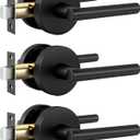 Goldenwarm Matte Black Door Handles Passage, Zinc-Alloy Heavy Duty Black Door Handle for Hall and Closet, Lever Door Handles, Passage Door Hardware for Hallways, Closets and Laundry Rooms(3 Pack)
