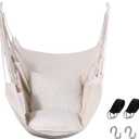 Goutime Hammock Chair, Boho Hanging Rope Ceiling Swing, Macrame Hanging Swinging Chair for Indoor,Outdoor,Bedroom,Outside,Garden,Balcony,Yard,Deck,Max 330 Lbs,Beige