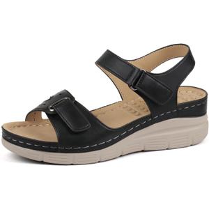 Ortho+rest Women Comfortable Walking Sandals Orthotic Arch Support Dress Sandals (8, Black)