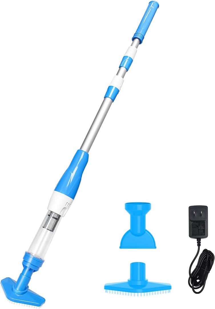 3 in 1 Cordless Rechargeable Pool Vacuum, Handheld Pool Cleaner Ideal for Spas, Hot Tubs and Small Pools for Sand and Debris 2025 New (light blue)
