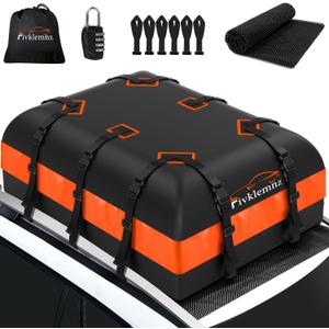 FIVKLEMNZ Rooftop Cargo Carrier - 21 Cubic Waterproof Roof Top Cargo Bag for All Cars SUVs with/Without Rack, Heavy Duty 840D Car Roof Bag with Anti-Slip Mat, 10 Reinforced Straps, 6 Door Hooks & Lock
