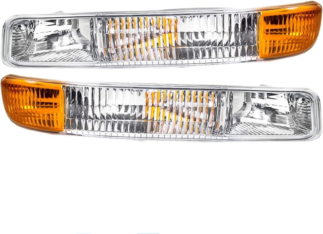 N&P Front Parking Light Turn Signal Lamp Assembly Set for 99-02 Silverado 00-06 Tahoe & Suburban Pickup Truck Chrome