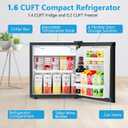 Electactic 1.6 Cu.ft Mini Fridge with Freezer, Compact Single Reversible Door Refrigerator, Adjustable Thermostat, Ultra Quiet, Energy Efficient for Office, Dorm, Bedroom, Apartment -Black
