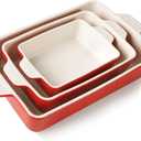 Sweejar Ceramic Bakeware Set, Rectangular Baking Dish for Oven Lasagna Pans for Cooking, Kitchen, Cake Dinner, Banquet and Daily Use, 11.8 x 7.8 x 2.75 Inches of Baking Pans (Red)
