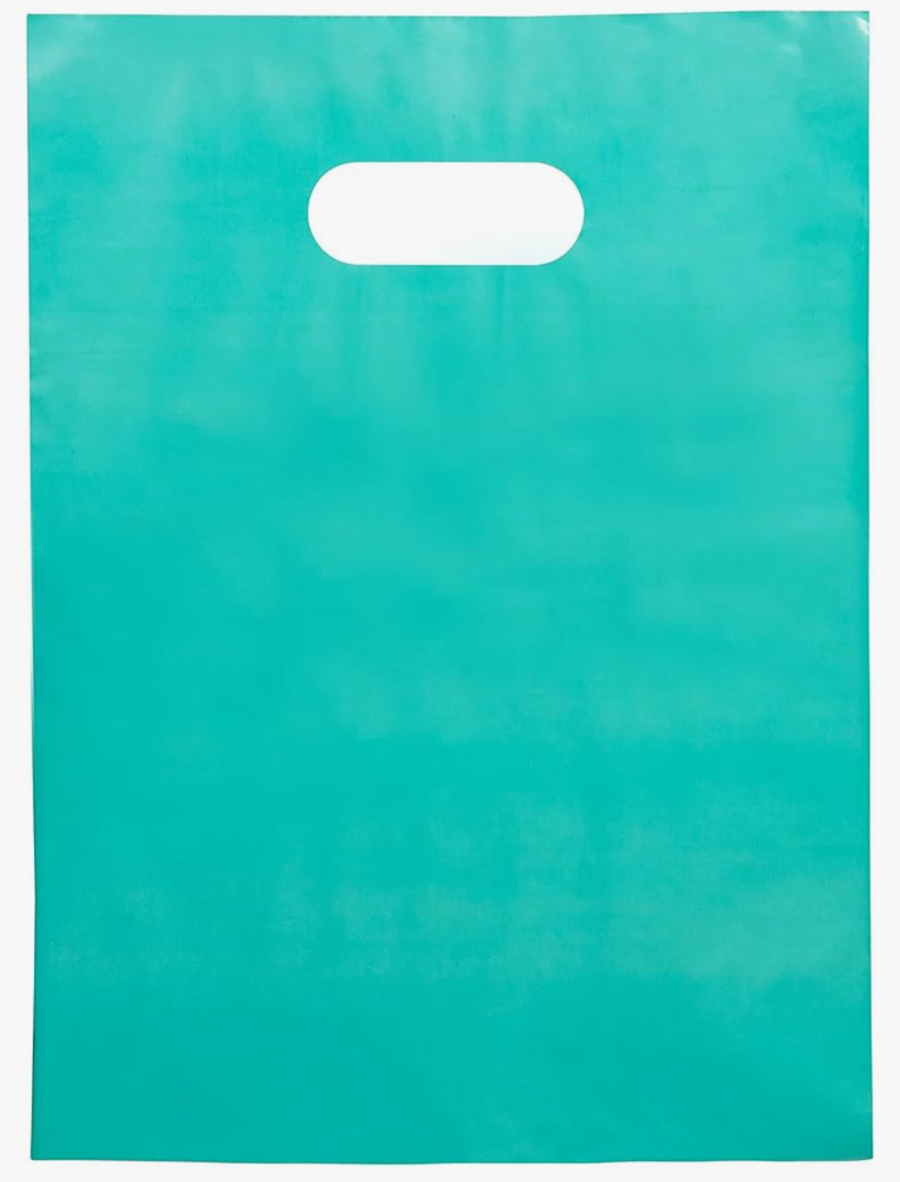 100 Teal Bags for Small Business 9"x12" Perfect For Merchandise And Retail Extra Thick 1.5Mil Glossy Thank You Bags With Handles
