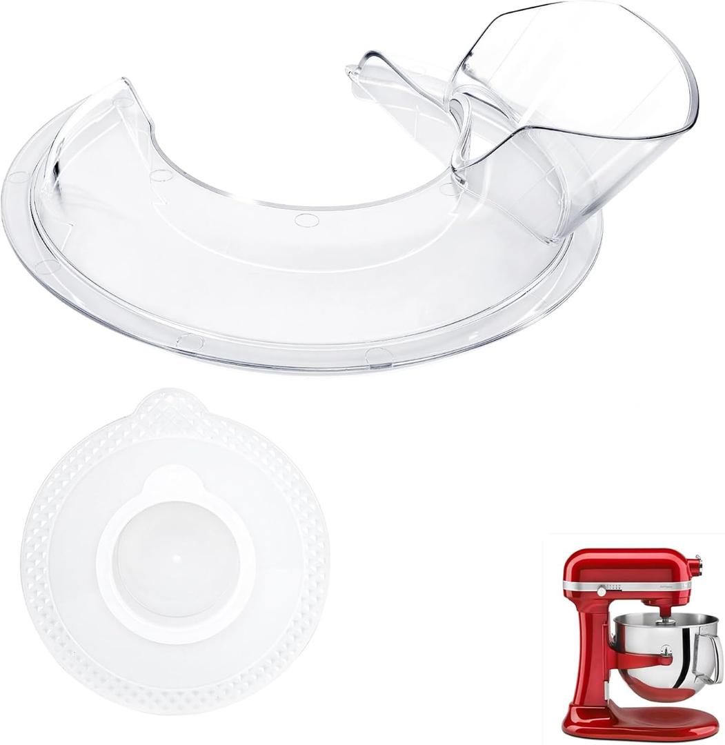 Mixer Pouring Shield and Bowl Cover (for Stainless Steel Bowl ONLY)) Compatible with 6-7 Quart Bowl Lift Stand Mixers Accessories and Attachments, Splash Guard Lid Prevent Spilling