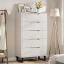 GarveeHome 5 Dresser for Bedroom, 51 in Tall Dresser, Freestanding Vertical Drawer Cabinet with Storage, Wooden Closet Storage Chest for Living Room, Hallway, Entryway, White