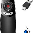 DINOSTRIKE 2 in 1 Type C and USB Presentation Clicker with Air Mouse Control, RF 2.4GHz Wireless Presenter Remote PowerPoint Clicker Slide Pointer Advancer for Computer Laptop Classroom Office
