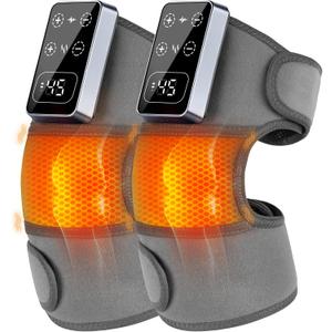 YAZHI Cordless Knee Massager for Pain Relief Electric Heated Knee Brace, 5 Heat Levels & 3 Massage Modes, Gifts for Men and Women 2pack
