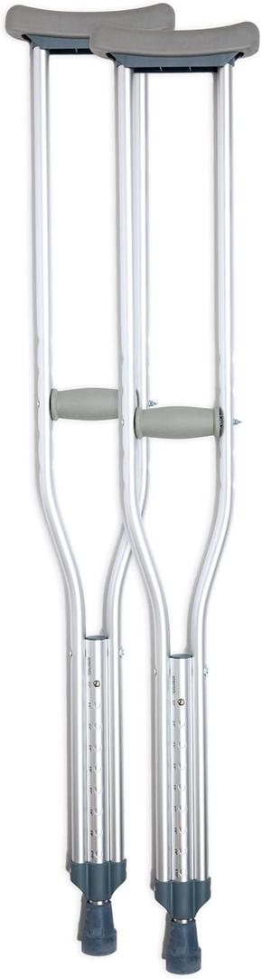 BodyMed Aluminum Crutches for Adults and Children Pair of Lightweight, Height Adjustable Crutches Includes Padded Underarm Cushions, Hand Grips, & Rubber Tips Max. Weight Capacity 300 lb.