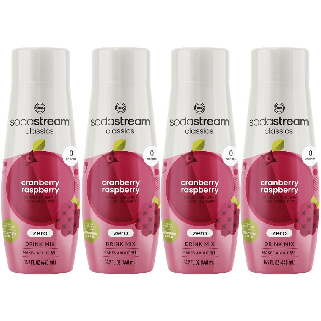 SodaStream Cranberry Raspberry Zero Calorie, 440ml 4-Pack (EXP 03/11/26)