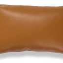 Hofdeco Faux Leather Pillow Cover Only, Camel Modern Design, 12"x20"