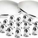 Semi Truck Front Hub Cap Cover with 33mm Lug Nut Cover- 5 Even Notched - for Front Wheel Universal Fit - 2 Pc Pack, Lip: 7/16" with Pre-Installed Clips (Dome Top, Stainless Steel)