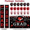 Roetyce Graduation Decorations Men Women, Black Red Congrats Grad Door Banners Balloons Hanging Swirls Centerpieces, Red Class of 2026 Party Supplies Indoor/Outdoor, Graduation Photo Backdrop