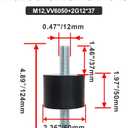 2 Pcs M12 60 x 50 mm Rubber Isolator Mounts Double Studs Shock Absorber with 4 Pcs Locknuts, Cylindrical Anti Vibration Isolation Damping Mounts for Compressors Pumps Generators Motor Engines