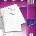 3 x Avery Binder Pockets for 3 Ring Binders, Clear, for 8.5" x 11" Documents, Acid-Free and Archival-Safe, 5 Binder Folders Total (75243)