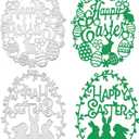 3 x Easter Die Cuts for Card Making, Easter Stamps and Dies, Easter Bunny Die Cuts for Card Making, Easter Eggs,Metal Happy Easter Words Scrapbooking Die Cuts, Easter Bunny, DIY Easter Decoration