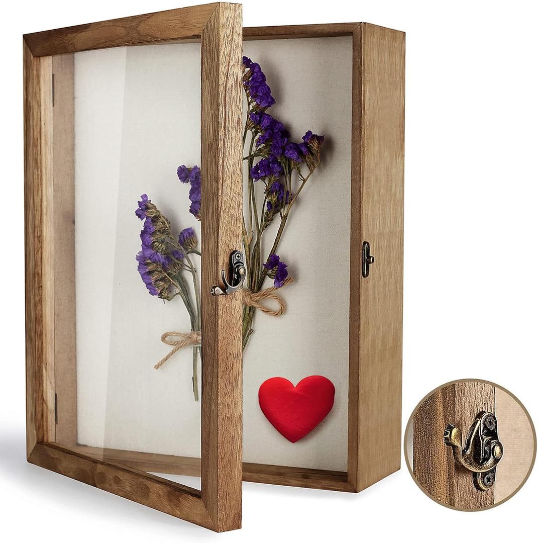 TJ.MOREE Shadow Box Display Case 11 x 14 Shadowbox Frame with Linen Back Memorabilia Bouquet Medals Photos Memory Box for Keepsakes (Carbonized)