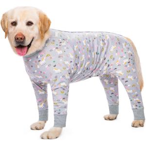 Recovery Suit for Large Medium Dogs After Surgery, Soft Breathable Anti Licking Dog Onesie E-Collar & Cone Alternative, Pet Bodysuit for Preventing Hair Loss Full Cover Wound(4XL, Grey Pony) (Chest 32.28-35.55 in)