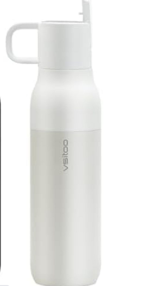VSITOO Black CarbonFiber Filtered Water Bottle with Straw, Including additional 1Pack Water Bottle Replacement CarbonFiber Filters
