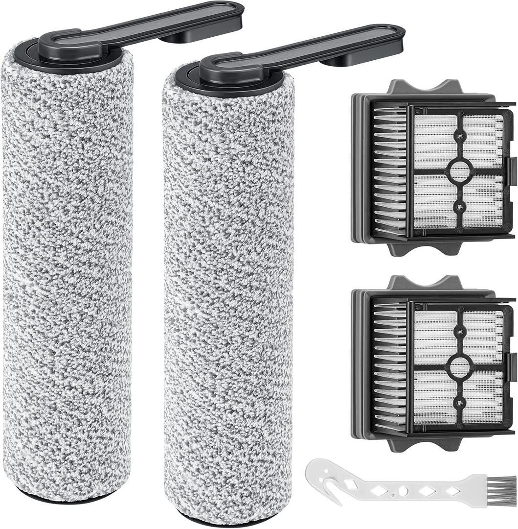 Only S5 ComboBrush Roller Replacement Parts for Tineco Floor ONE S5 Combo Cordless Wet Dry Vacuum Cleaner, 2 Brush Rollers + 2 Vacuum HEPA Filters (Only Fit S5 COMBO)
