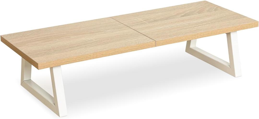 TEAMIX 24 inch Monitor Stand Riser, Wood & Steel Computer Monitor Stand with Storage, Laptop, PC, Printer Stand Riser for Desktop Office Desk Organizers (Maple)