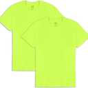 Fruit of the Loom Men's Eversoft Cotton T Shirts, Breathable & Moisture Wicking with Odor Control, Sizes S-4x (Large, 2 Pack Safety Green)