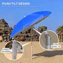 8FT Beach Umbrellas for Sand,Portable Outdoor Windproof Sun Umbrella with Push Button Tilt and Air Vent,UPF 50+ PU Coating for Patio Garden Pool Backyard