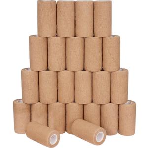 24 Pack Self Adhesive Bandage Wrap, 4” x 5 Yards Cohesive Medical Tape Elastic Wrap for Sports, Ankle, Wrist Sprains, Pet First Aid