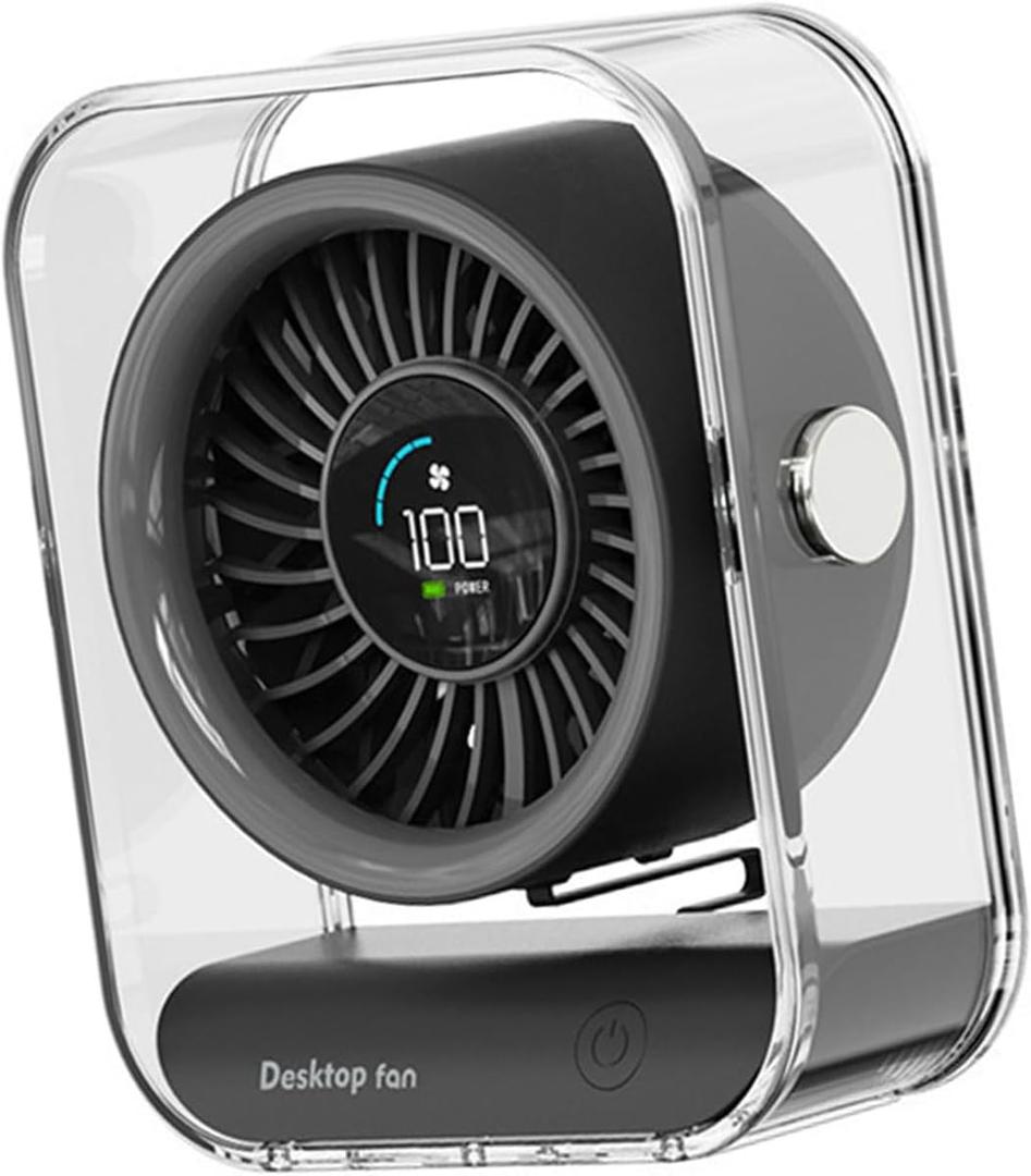 Practical Small Desktop Fan Comfortable Touch Control Rechargeable Air Cooling Suitable for Home Table and Wall Quiet Digital Display Fan