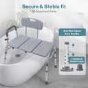 Tub Transfer Bench for Bathtub, Height Adjustable Shower Bench with Backrest, Shower Chair Bath Seat for Elderly, Seniors, Arm Support for Transfer-Gray