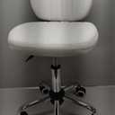 BFTOU White Square Swivel Stool with Wheel for Work SPA Shop Massage Height-Adjustable and Cost-Effective Rolling Stool Chair with Back