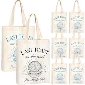 Aliceset 8 Pcs Love on The Lake Bachelorette Party Decor Bridesmaid Tote Bags Canvas for Bachelorette Gift Bags Bridal Shower(Black,Blue,Last Toast on the Coast)