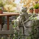 Braxio Frog Statue Outdoor Garden Decor - Large Lifelike Sitting Frog Sculpture for Patio, Yard, Pond, Realistic Garden Figurines, Resin Art Gifts 6.7 x 8 x 11 Inches