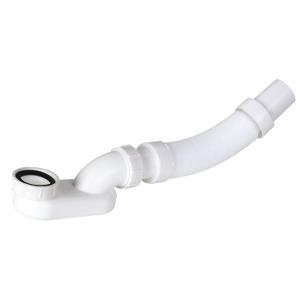 Flexible Freestanding Tub Drain Kit - Low Profile Flat P Trap for Bathtub Shower Drain Pipe - 1 1/2 inch Diameter