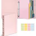 Pink 3 Ring 1 inch PU Leather Professional Binder Organizer with Dividers Suitable for 8.5 x 11 Letter Size Paper Cute Loose Leaf Binder with Pocket for School Work